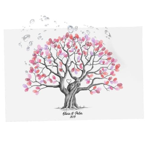 Lienzo de árbol de dactilares, libro de invitados de boda, 16.54 x 11.81 x 0.08 pulgadas, tamaño compacto con agarre , marco de aleación, dispositivo de suministro decorativo, accesorios