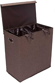 BirdRock Home Double Laundry Hamper with Lid and Removable Liners - Linen