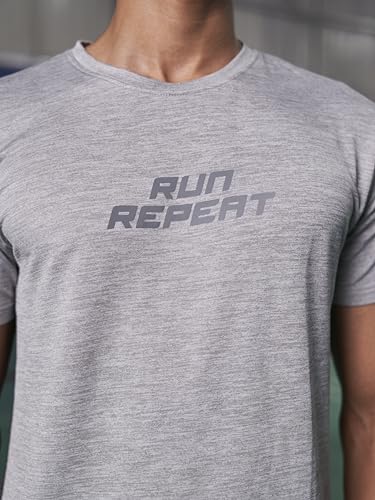 Image of FitMonkey Sports Crew Neck Stretchable Dry Fit T Shirt | Regular Fit Textured T Shirt for Men |Sport T Shirt for Men | Quick Dry Technology with Moisture Control |Breathable & Lightweight