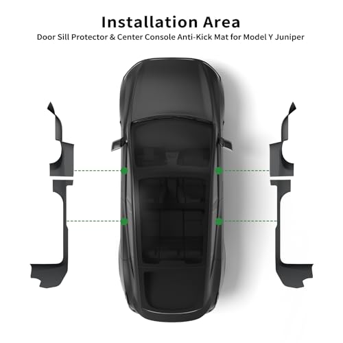 Front & Rear Door Entry Threshold Strip Protective Cover & Center Console Anti-Kick Mat Fit for Tesla Model Y Juniper 2025 2026 TPE Accessories Black (Not fit Standard) by LUCKEASY - Image 2