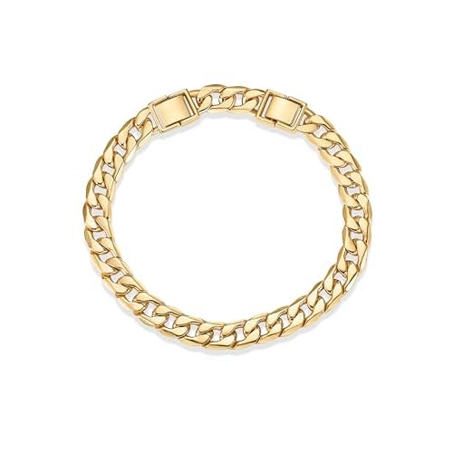 PAVOI 14K Gold Plated Chunky Curb Chain Anklet for Women | Lightweight Flat Curb Link Chain Anklets