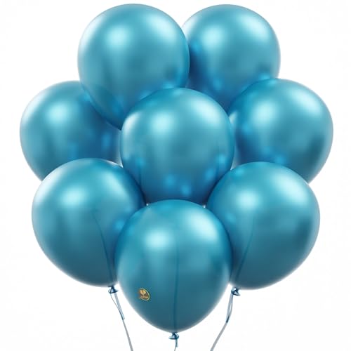 Image of AFTERLOON Natural Rubber Latex Mini Balloons 50 pcs Pearlized Teal Blue 5 Inch, Plastic-Free Alternative Pearlescent Durable Thickened Extra Strong Helium Float, Baby Shower Garland Wedding Decor