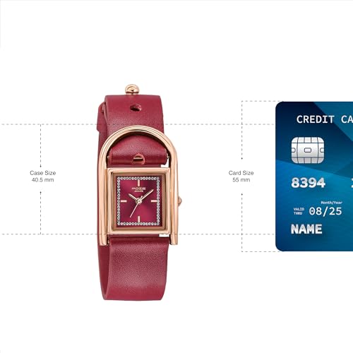 Image of Sonata Poze 6 Strokes and Stroll Quartz Red Round Dial Women's Watch | Leather Strap Material | Watches for Women Analog - SP80132WL01