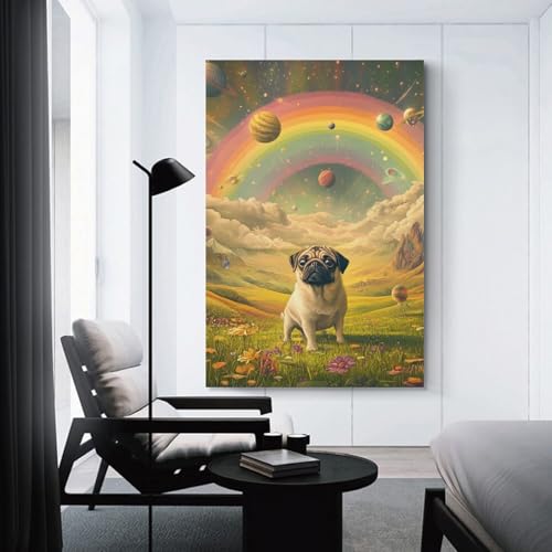 Cuadro en lienzo de bulldog francés 50x75cm para decoración moderna de salón 3