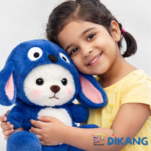 Image of DIKANG Hooded Teddy Bear Gift Soft Toys for Girls and Boys | Blue Hood Teddy Bear Plushie Stuffed Animal Toys | Long Ear Soft Toy for Kids | Gifts for Woman, Amazing Birthday Gift for Kids - 30 cm