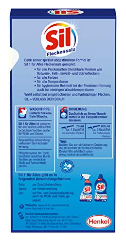 Sil 1 für Alles Fleckensalz, 500 g, Fleckenentferner, hygienische Reinheit auch in kaltem Wasser, für alle Flecken und Farben 2