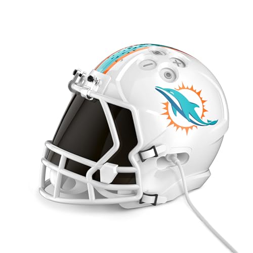 Image of NFL Echo Dot Bundle: Includes Echo Dot | Glacier White and Limited-Edition NFL Helmet Stand | Miami Dolphins