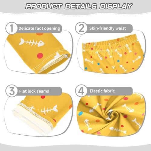 Toddler Girls Leggings Full Length Pants Fish Bones Colored Spots Active Leggings for Girls 6T3