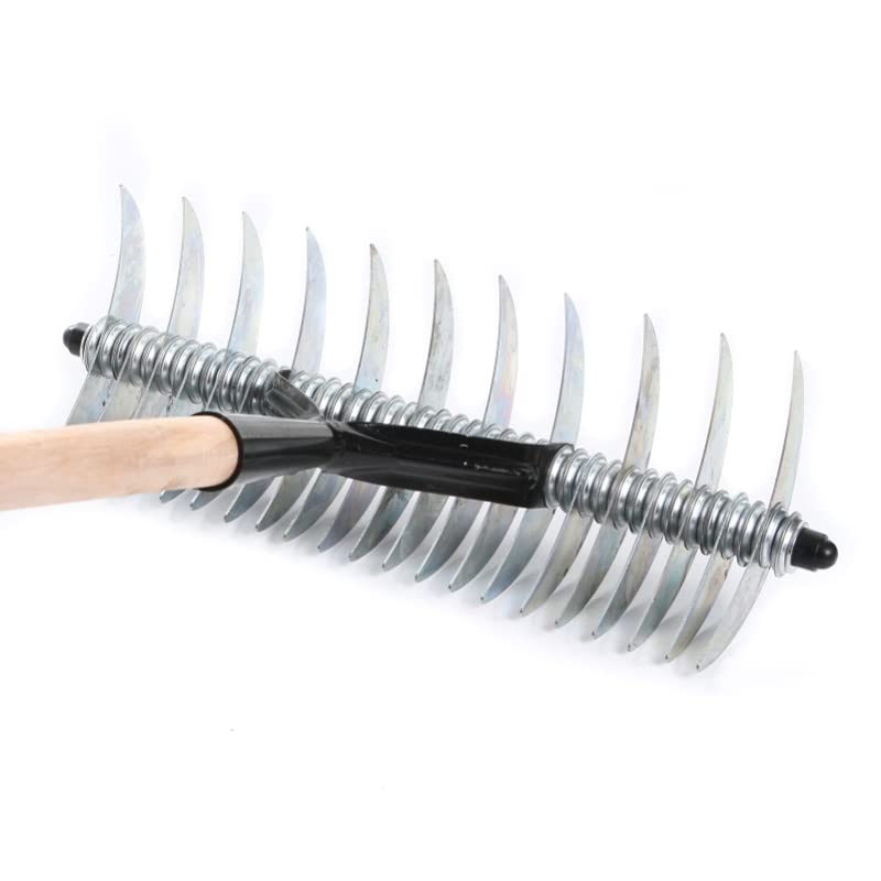 Handvertikutierer Schneidrechen 40cm Kultivator Rasenlüfter Bodenbelüfter Harke mit Stiel 145cm