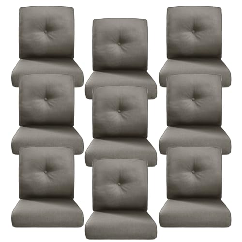 Image of Luxury 4 inch Thick Outdoor Cushion Set of 9 - 22x24 Patio Furniture Cushions with 28D High-Density Foam, Water-Resistant & Fade-Resistant Fabric, Removable Covers for Patio Furniture Sofa Couch -Grey
