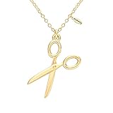 NOUMANDA Steampunk Jewelry Golden Scissors Necklace Hair dresser Gift (gold)