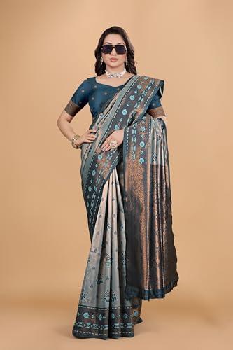Image of Traditional Banarasi Silk 5.50 Meter Saree With 0.8 Meter Unstitched Blouse Piece For Wedding, Family Function, Festival And Special Occasion