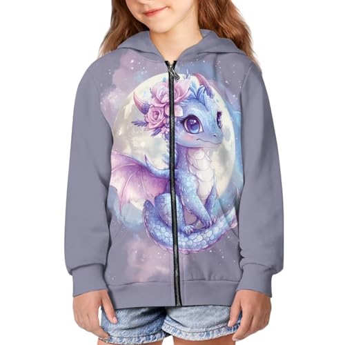 Dragon Hoodies Girls Zip Up Sweatshirt Oversize Zipper Jacket Thin Fall Outfits Long Sleeve Hoodie 6Y-16Y