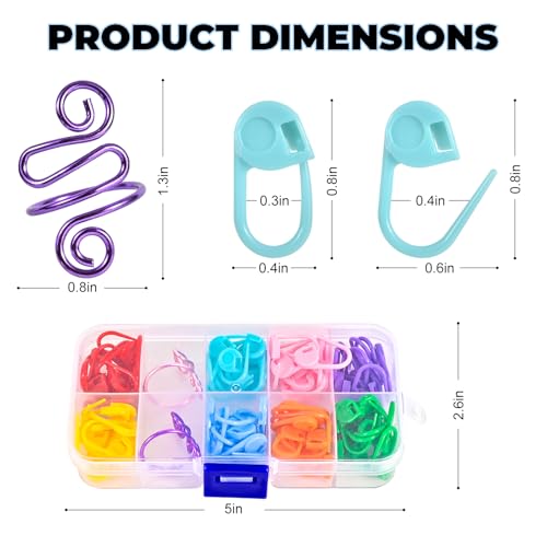 Image of TESEAS 2Pcs Crochet Ring + 100Pcs Stitch Markers Adjustable Crochet Tension Rings for Finger Handmade Open Yarn Guide Crocheting Rings Knitting Accessories with Box,The Ideal Aid to Knitting Supplies
