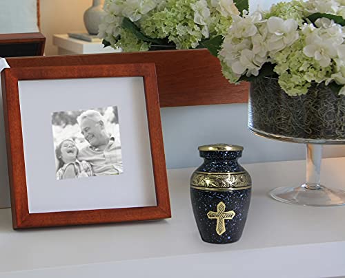 Image of Black Cross Cremation Urn for Ashes Adult Male - Personalized Cremation Urns for Human Ashes Adult Man Decorative Urns - Beautifully Handcrafted Cross Urn
