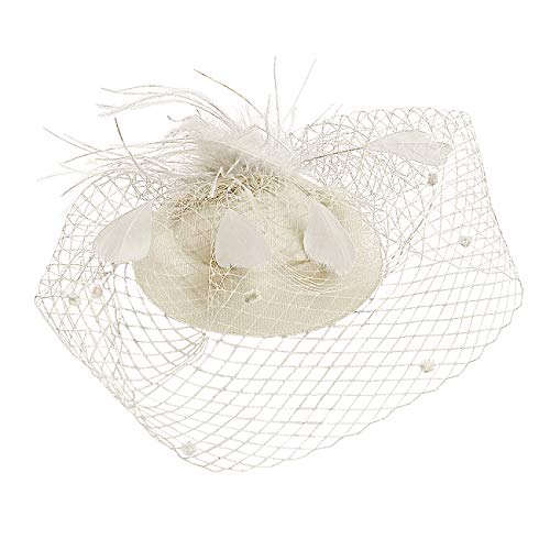 Femme Chapeau Bibi Elégante Voilette Mariée Coiffure Vintage Maille Mini Voile de Mariage Béret...