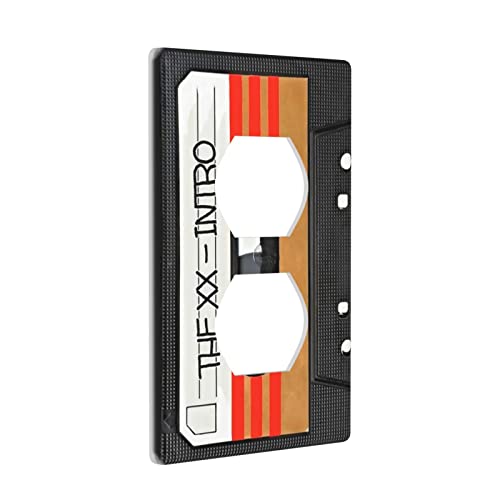 Funny Retro Outlet Cover Wall Plate Decorative 1 Gang Duplex Receptacle Wallplates,Single Switch Plate Electrical Outlet Covers, Standard Size 4.50 X 2.76 Inch Mixtape Cassette #TOP1
