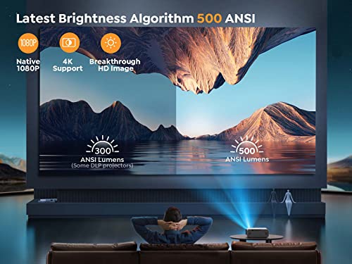 [Auto Focus] Yaber Pro V9 4K Projector With Wifi 6 And Bluetooth 5.2, 500 Ansi Native 1080P Outdoor Movie Projector, Auto 6D Keystone & 50% Zoom, Home Theater Projector For Phone/Tv Stick/Pc #TOP2