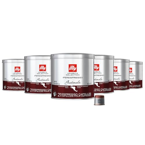 Image of illy Coffee iperEspresso Capsules - Single-Serve Coffee Capsules & Pods - Single Origin Coffee Pods - Guatemala Bold Roast, Notes of Chocolate - For iperEspresso Capsule Machines - 21 Count, 6 Pack