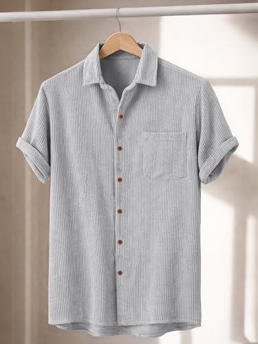 Image of Noble Monk Men's Polyester Regular Fit Solid Casual Shirt |Half Sleeve | |Stylish Shirt