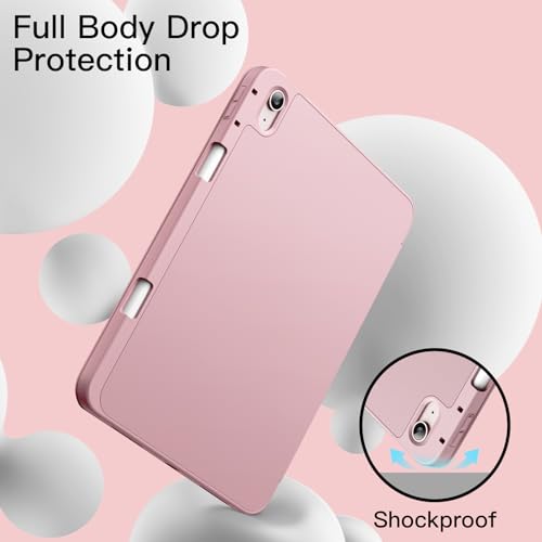 Image of JETech Cover Case for iPad Air 11-Inch M4 /M3 /M2 (2026 /2025 /2024), iPad Air 5 /4 (2022 /2020 5th /4th Generation 10.9-Inch) with Pencil Holder, Slim Tablet Cover with Soft TPU Back (Pink)