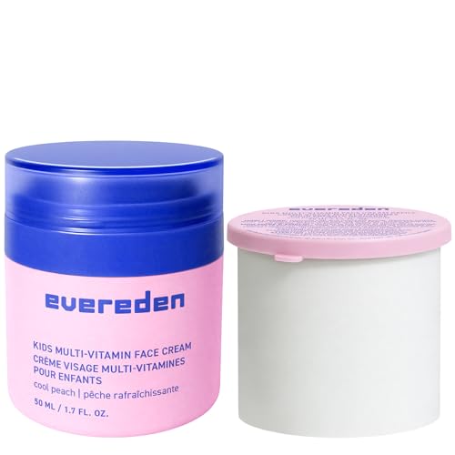 Image of Evereden Kids Face Cream, Dermatologist-Tested, EWG Verified & Refill Pod | Refill Pod, Vitamin-Enriched Face Moisturizer, Safe for Sensitive Skin, Omegas 3, 6, 9, Peach Scent, Kids Ages 3+, 1.7 fl oz