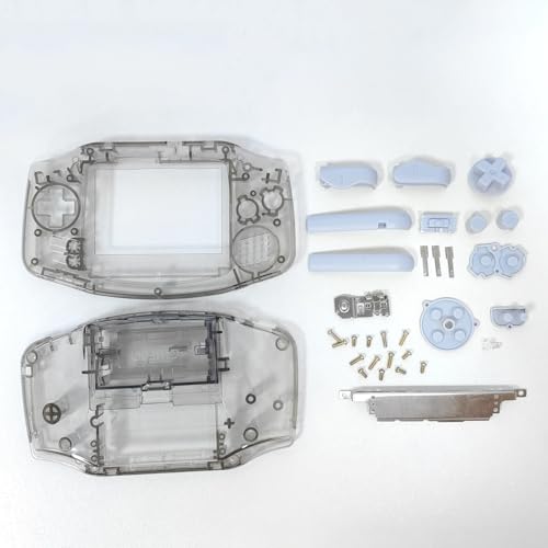Image of Hzxkqmil Full Housing Shell Kit for Nintendo Gameboy Advance GBA Console | Custom Shell Replacement Transparent Housing Case Repair Parts with Buttons Screws + Tools Kit for GBA Console,Clear Black