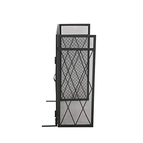 Laurel Modern Iron Folding Fireplace Screen with Door, Matte Black by Christopher Knight Home - Image 7