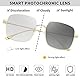 JM Photochrom Blaues Licht blockierende Computerbrille, Quadratisch Augenschutz Metallbrillen Anti Glare Männer Frauen Grau