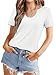 WIHOLL White T Shirts for Women Sexy V Neck Summer Tops Short Sleeve Casual Loose Fit Vacation Beach Soft Fashion S