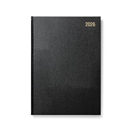 Morgan's Direct 2026 Early Edition A4 Diary Day Per Page | Hard Backed for Home and Office Use Desk Diary | Black