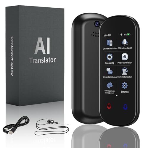 Dispositivo traduttore linguistico con 139 lingue, traduttore istantaneo senza WiFi, traduzione vocale in tempo reale bidirezionale, touch screen da 3,1 pollici, traduttore portatile offline per