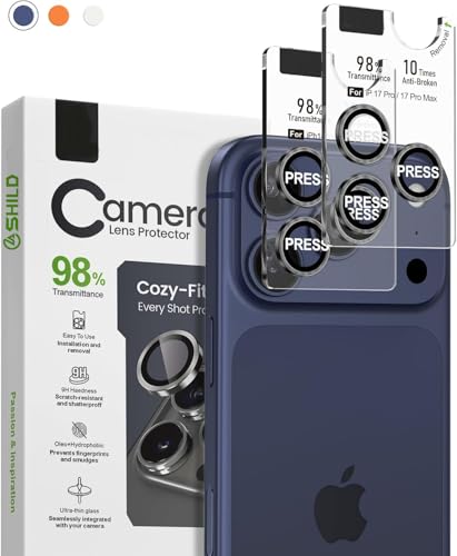 Image of SHILD 2 Pack Anti-Reflection Camera Lens For (Natural Titanium, iPhone 15Pro /15ProMax)