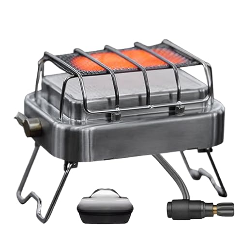 Calefacción para tiendas de campaña y camping – Cocina 2 en 1 de acero inoxidable, calentador de gas portátil para aventuras al aire libre y espacios interiores | Hornillo de camping multifuncional