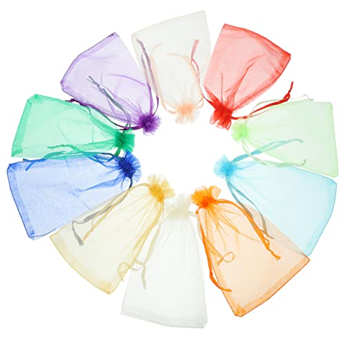 CHICAMPERA オーガンザバッグ 100個入り ミニ巾着 薄手 バッグ ジュエリーポーチ 小物収納 ウェディング パーティー キャンディバッグ プレゼント用 色指定不可