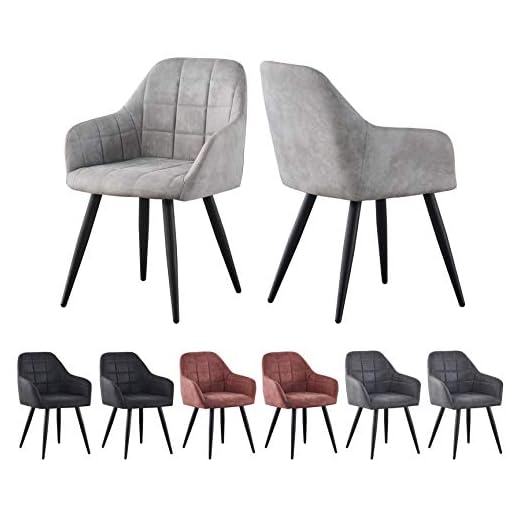 mcc direct 2x Faux Matte Suede Leather Dining Chairs Accent Chairs home & restaurants Adrian (Light Grey)