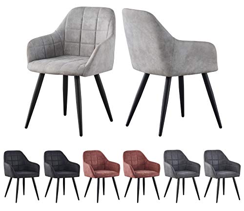 mcc direct Esszimmerstuhl im 2er Set aus Kunstvelourleder mit Metallbeinen Designerstuhl Küchenstuhl Adrian (Hellgrau)
