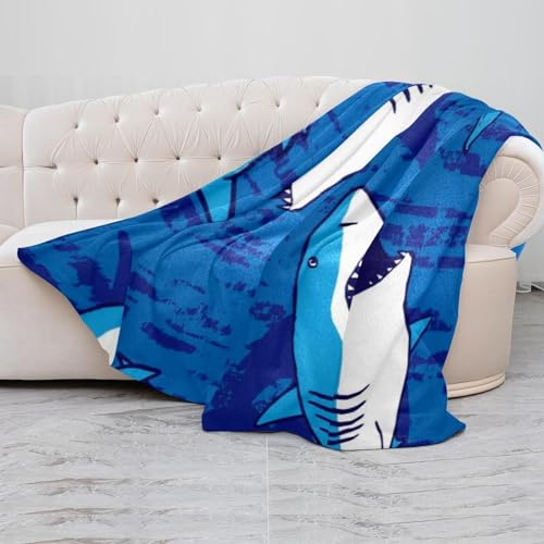 Couverture requin bleu en polaire microfibre douce 150x130cm - 5