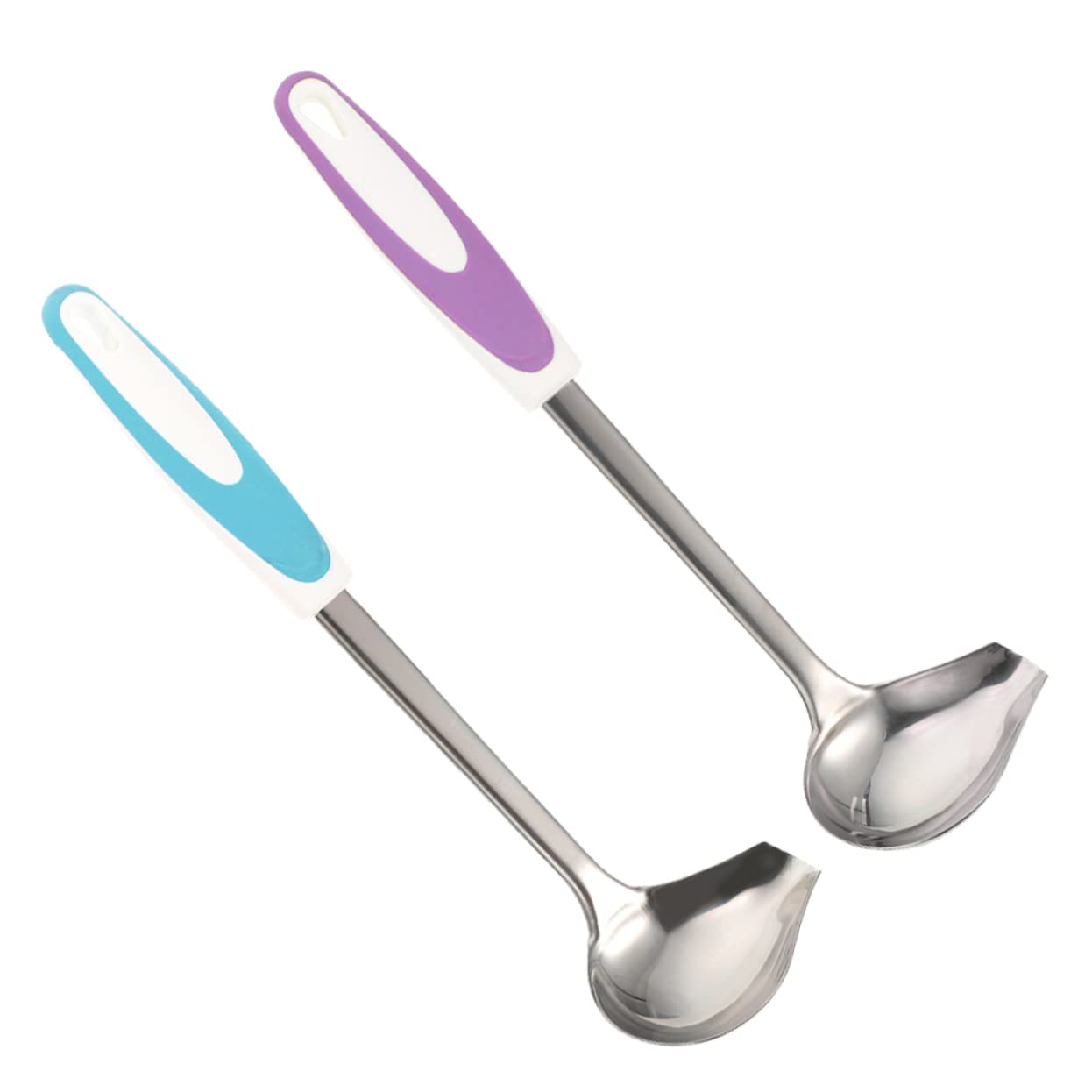 OFFSCH 2Pcs Stainless Steel Sauce Ladle Non Slip Gravy Spoon for Kitchen Comfortable Ergonomic Design Easy to Clean for Sauces Dressings and Soups
