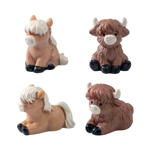 Image of Miniature Cow Family Set of 4 | PVC Animal Figurines for Miniature Garden Decor, Dollhouse Accessories & Unique Gifting