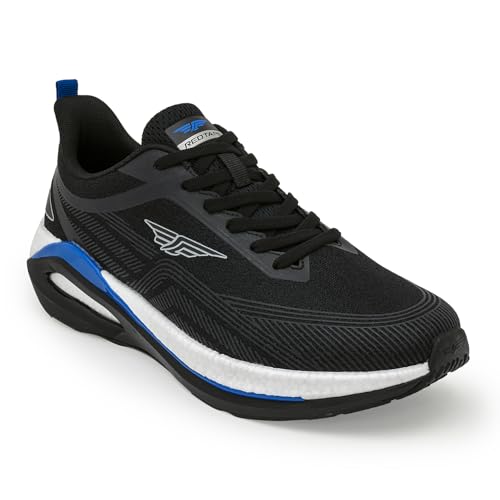 Image of Red Tape Men's Sneakers Black Blue Mesh Round Lace-Up Enhanced Cushioning