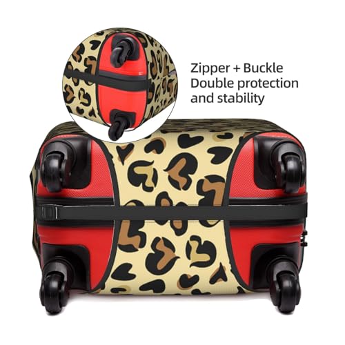Heart And Leopard Pattern Travel Luggage Cover Elastic Suitcase Protector Washable Baggage Covers For Trunk Case Fits 22-24 Inch Luggage3