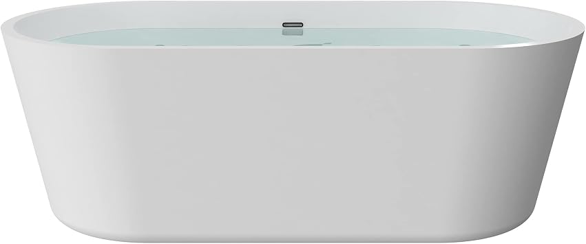 55-Inch Oval Acrylic Freestanding Bathtub, Modern Soaking Tub | 55-Inch Oval Freestanding Soaking Tub With Easy Installation, UPC Certification, And Drain And Overflow Assembly Included