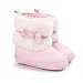 LIVEBOX Baby Girls' Premium Soft Sole Bow Anti-Slip Mid Calf Warm Winter Infant Prewalker Toddler Snow Boots (M: 6~12 months, Pink)