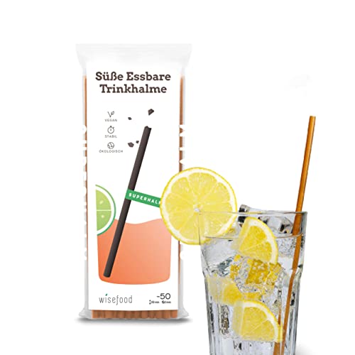 Pajita de Wisefood – pajita comestible a la alternativa de pajita de vidrio desechable, pajita de plástico de acero inoxidable – adecuado para café cóctel té helado – sostenible y libre de plástico