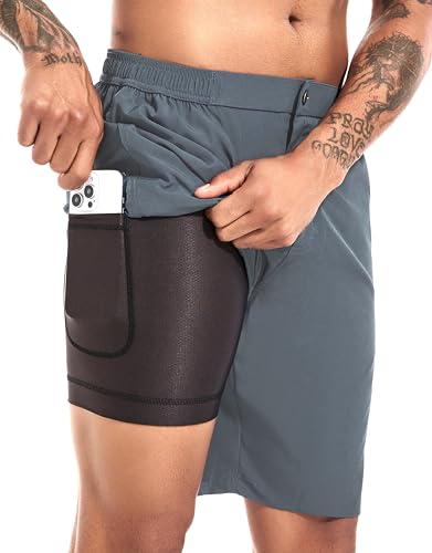 difficort Mens Swim Trunks with Compression Liner 9