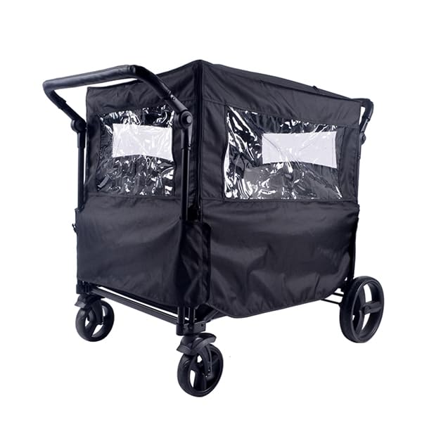 Fun Trolley Rain Cover w. Windows - Black