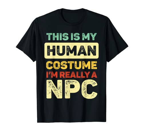 Gamer Halloween This is My Human Costume I'm Really a NPC t-shirt, Preto