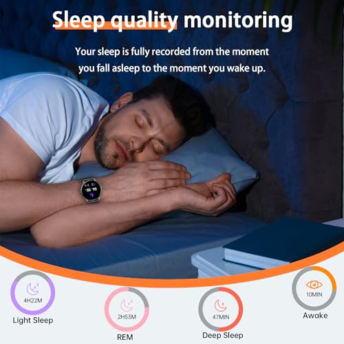 Image of Smart Watches for Men Women(Answer /Make Calls), 1.27 inch HD Screen Fitness Tracker with Heart Rate /Sleep Monitor, 130+ Sport Modes IP68 Waterproof Activity Tracking, Smart watch for Android iPhone, Black
