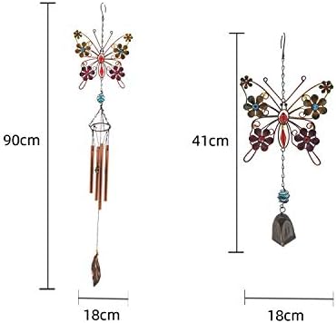 Miniatura 5 de Campanillas de viento de mariposa para exteriores, adorno único con elegante marco de metal, cristales y flores coloridos 2025, campanillas de